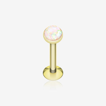 Golden Opal Glitter Shower Dome Steel Labret-White